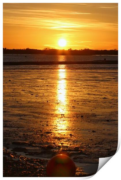 Sun setting across the Brightlingsea Creek  Print by Tony lopez