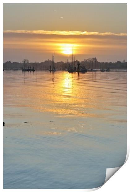 Sunrise colours over the Brightlingsea moorings  Print by Tony lopez