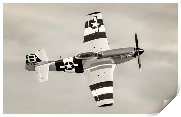 P51D Mustang in D-Day markings  Print by Kevin Howchin