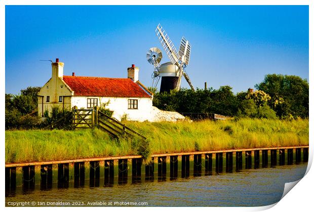 Windmill by the Broads Print by Ian Donaldson