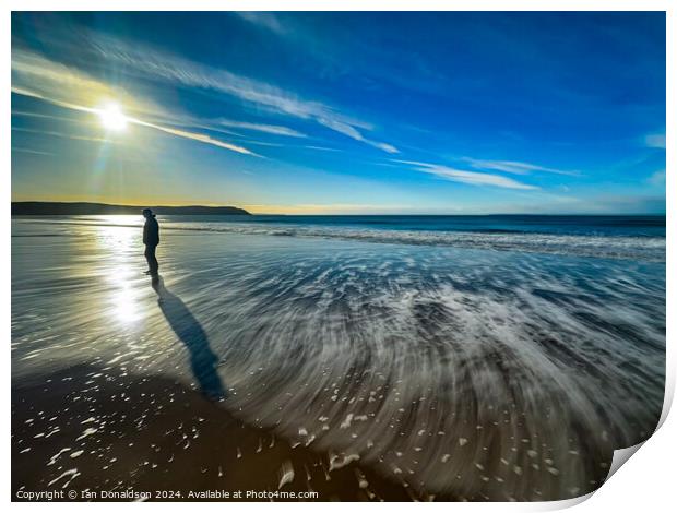 A Solo Walker on Woolacombe Beach. Print by Ian Donaldson