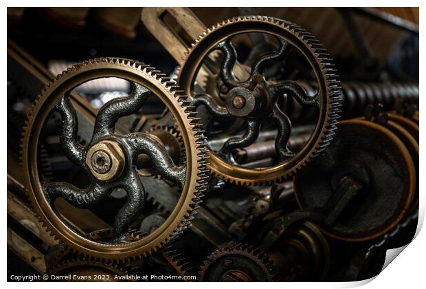 Cogs on the machine Print by Darrell Evans
