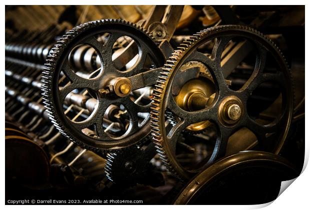 Two Cogs Print by Darrell Evans