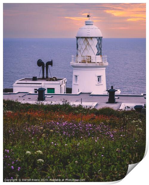 Lighthouse and Flowers Print by Darrell Evans