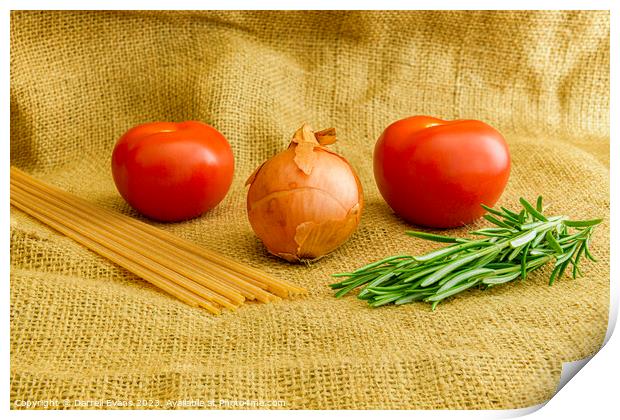 Pasta and tomato Print by Darrell Evans
