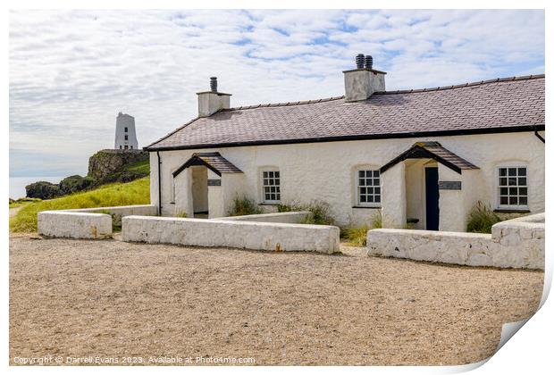 Pilots' cottages and Tŵr Mawr Print by Darrell Evans