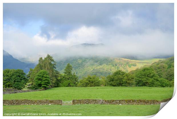 Low Clouds in Borrowdale Print by Darrell Evans