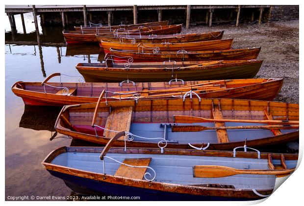 Boats in a row Print by Darrell Evans