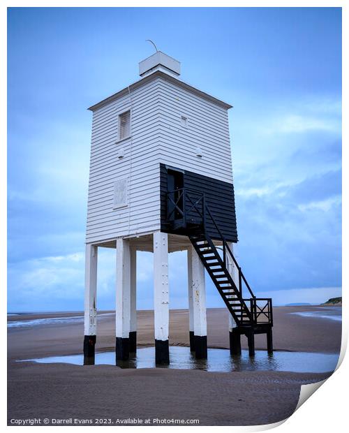 Land side of Burnham-On-Sea Lighthouse Print by Darrell Evans