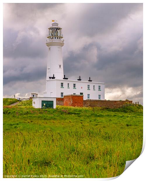 Flamborough Head lighthouse Print by Darrell Evans