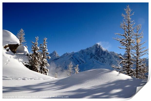 Winter in Chamonix Print by Geoff Weeks