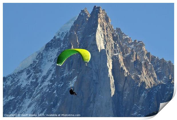 Paragliding in the Alps Print by Geoff Weeks