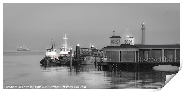 Tugs at Town Pier Print by Thomson Duff