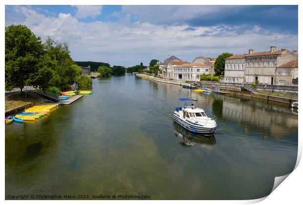scenic view of Charente river in Jarnac, Charente, Poitou-Charentes, Aquitaine Print by Chris Mann