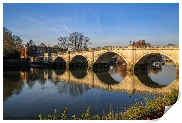 Richmond Bridge, River Thames, London, England Print by Chris Mann