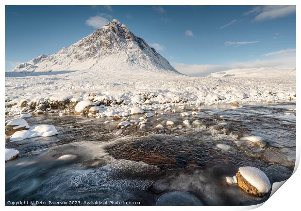 Buachaille Etive Mor in Winter Print by Peter Paterson