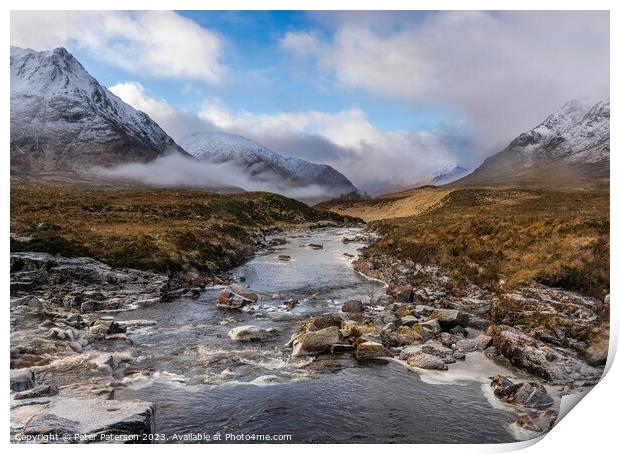 View looking towards Glen Etive Print by Peter Paterson