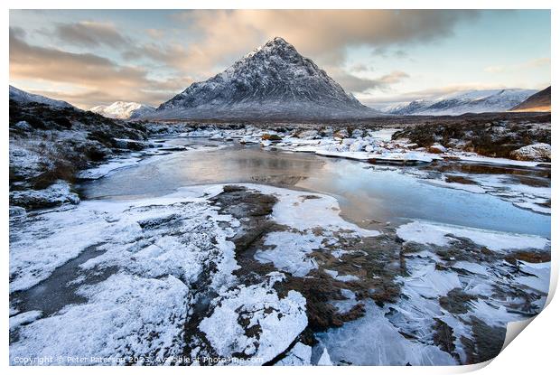 Buachaille Etive Mor  in Winter Print by Peter Paterson