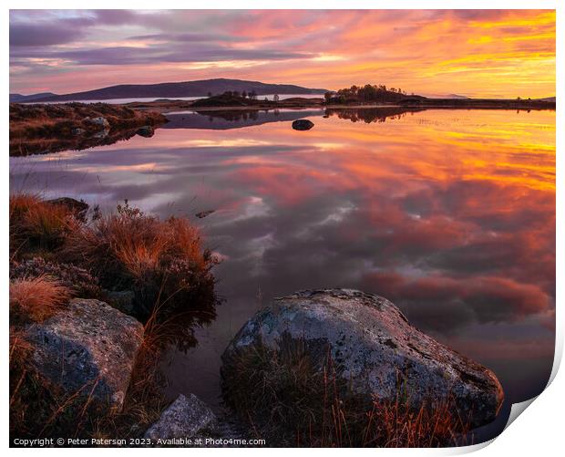 Sunrise over Loch Ba Rannoch Moor Print by Peter Paterson