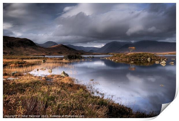 Lochan Nah Achlaise in ASutumn Print by Peter Paterson