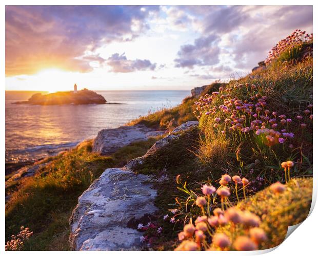 Sunset at Godrevy Print by Matthew Grey