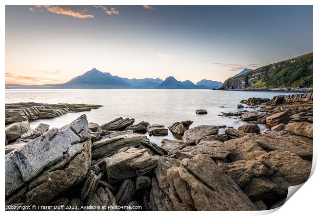 Stunning Dusk View of the Black Cuillin from Elgol Print by Fraser Duff