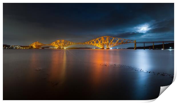 Forth Bridge and the Supermoon, South Queensferry Print by Fraser Duff