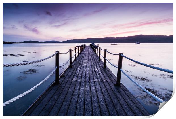 Dusk at the Pontoon, Loch na Keal, Isle of Mull Print by Fraser Duff