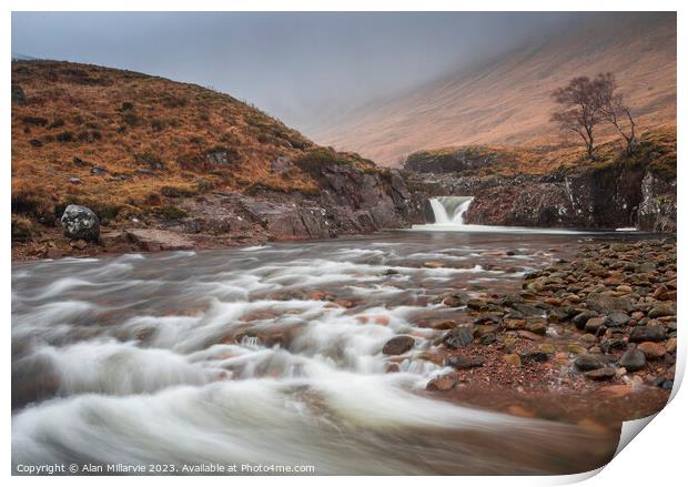 Waterfall on the River Etive Print by Alan Millarvie