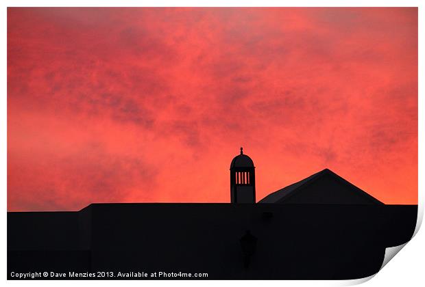 Lanzarote Sunset Print by Dave Menzies