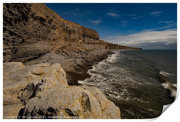 The Heritage Coast Cliffs Stretching out to the Horizon Print by Terry Brooks