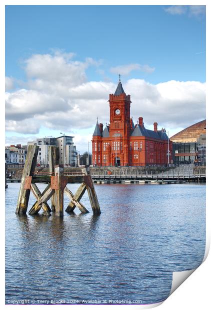 Cardiff Bay Pierhead Coal Staithe Print by Terry Brooks