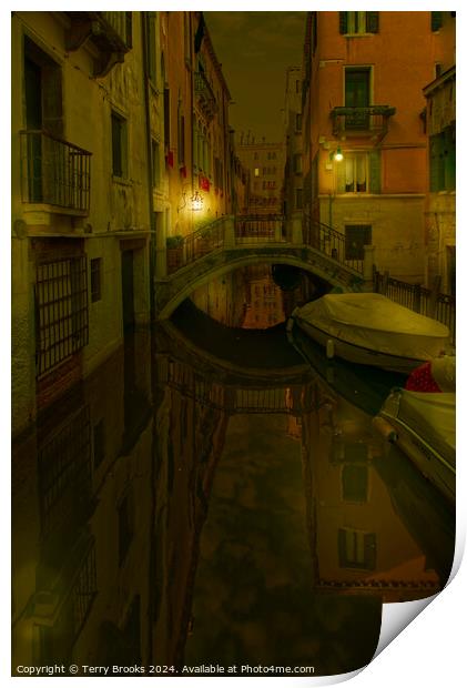 Venice Italy Inner Canal Print by Terry Brooks