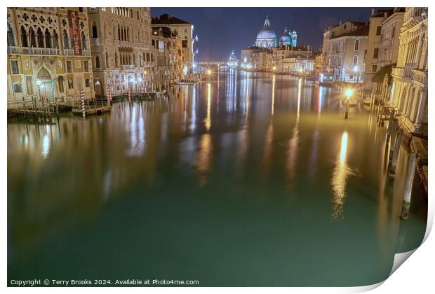 Grand Canal Venice Italy at Night Print by Terry Brooks