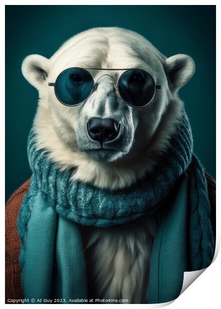 Hipster Polar Bear Print by Craig Doogan Digital Art