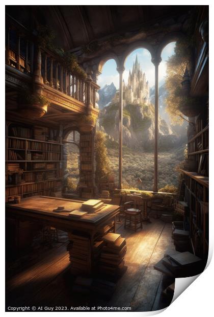 Fantasy Library Scene Print by Craig Doogan Digital Art