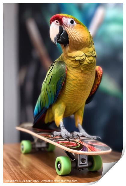 Skateboarding Parrot  Print by Craig Doogan Digital Art