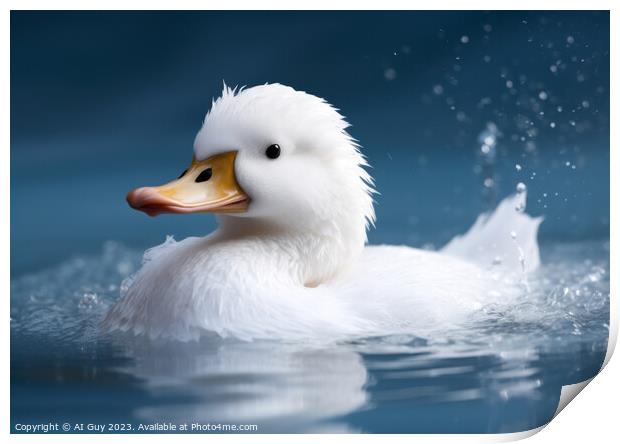 White Duck on Water Print by Craig Doogan Digital Art