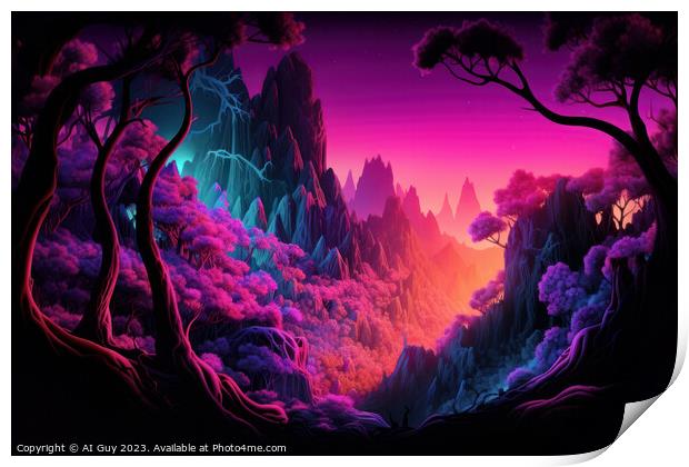 Fantasy Valley View Print by Craig Doogan Digital Art