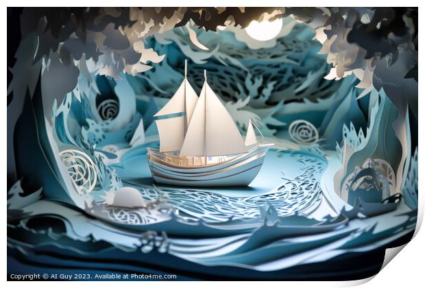 Ship at Sea Print by Craig Doogan Digital Art