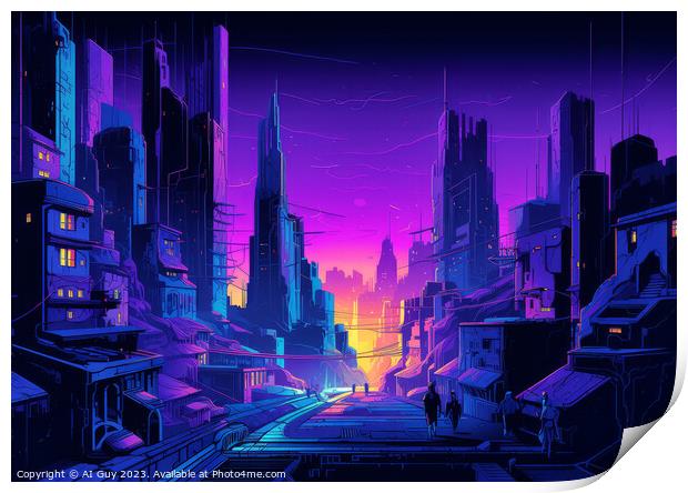 Neon Cityscape Print by Craig Doogan Digital Art