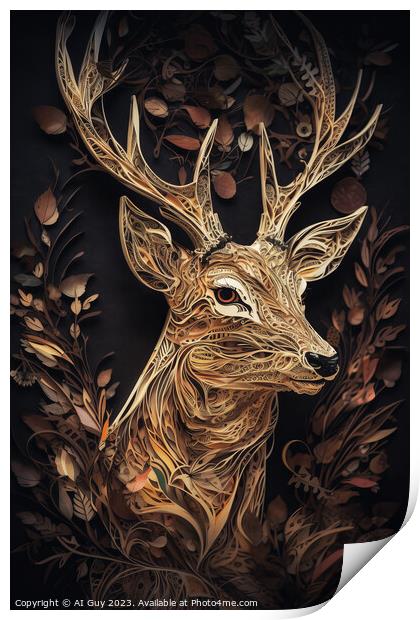 Deer Paper Art Print by Craig Doogan Digital Art