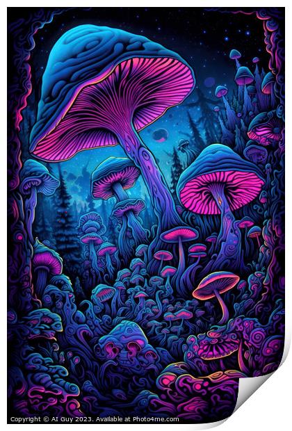 Neon Mushrooms Print by Craig Doogan Digital Art
