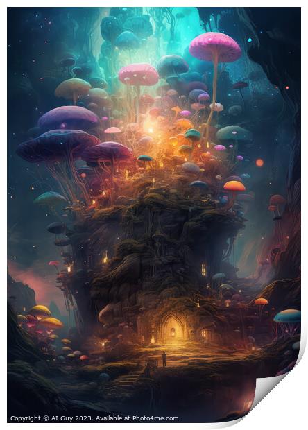 Fantasy Mushroom World Print by Craig Doogan Digital Art