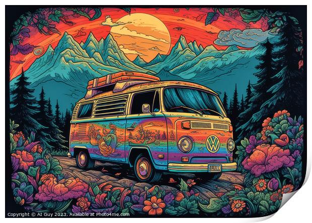 VW Trippy Camper Print by Craig Doogan Digital Art