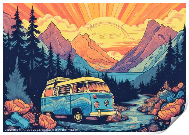 Trippy VW Camper Art Print by Craig Doogan Digital Art