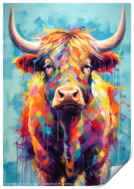 Highland Cow Digital Painting Print by Craig Doogan Digital Art