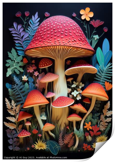 Colourful Mushroom Art Print by Craig Doogan Digital Art