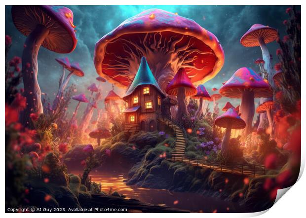 Magical Mushroom House Print by Craig Doogan Digital Art