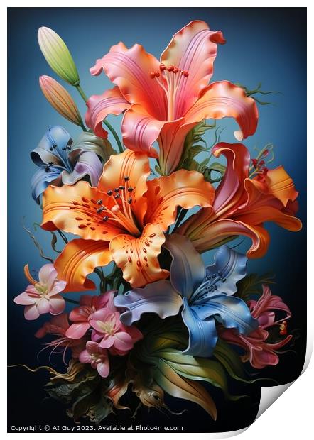 Colourful Bouquet Flower Digital Painting Print by Craig Doogan Digital Art